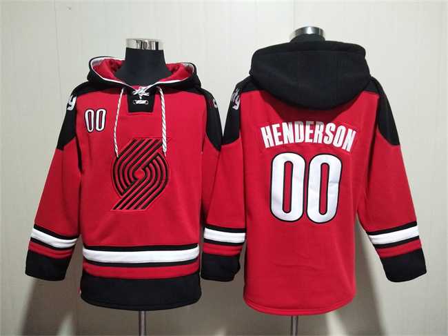 Men's Portland Trail Blazers #00 Scoot Henderson Red Lace-Up Pullover Hoodie,We sell and wholesale Men's Portland Trail Blazers #00 Scoot Henderson Red Lace-Up Pullover Hoodie on line form chian!